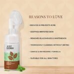 Just Herbs Anti Acne Foaming Face Wash Men Women With Tea Tree and Mint for Oil Control, Glowing Skin Brush - 100ml - Fast UK Delivery - Image 3
