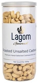 Lagom Gourmet Roasted Unsalted Cashew Nuts 500G,No Salt,Dry Roasted,No Oil Used,Roasted To Perfection,No Preservatives,No Artificial Flavors,Gluten Free,Vegan,Plant Based,Non Gmo,Nuts Dry Fruits - Fast UK Delivery - Image 2