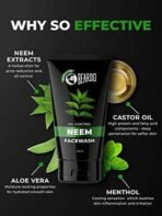 Beardo Purifying Neem Face Wash for Oil Control, 100ml (Pack of 2) | Soothes & Heals | Daily facewash for men | Gentle cleansing for oily-acne-prone skin - Fast UK Delivery - Image 4