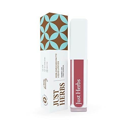 uk410g0JU9cqL-1.jpg Just Herbs Ayurvedic Creamy Matte Long Lasting Liquid Lipstick, Lightweight & Hydrating Lip Colour with Liquorice & Sweet Almond Oil - Dusty Rose - Fast UK Delivery - Image 1