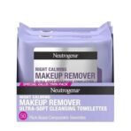 Neutrogena Makeup Remover Night Calming Cleansing Towelettes, Disposable Nighttime Face Wipes to Remove Dirt, Oil & Makeup, 25 ct 2 Pk - Fast UK Delivery - Image 2