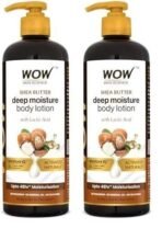 WOW Skin Science Shea Butter With Lactic Acid Body Lotion | Hydrates Very Dry Skin | Long Lasting 48 hrs Moisturization | Smoothens Rough, Flaky Skin | Calms Itchy Skin - 400ml (Pack of 2) - Fast UK Delivery