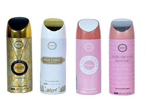 uk411IX8dYD5L-1-1.jpg ARMAF Club De Nuit & Vanity Femme Essence & High Street & Tag Her Deodorant Body Spray For Women, 200 ml, Pack of 4 - Fast UK Delivery - Image 1