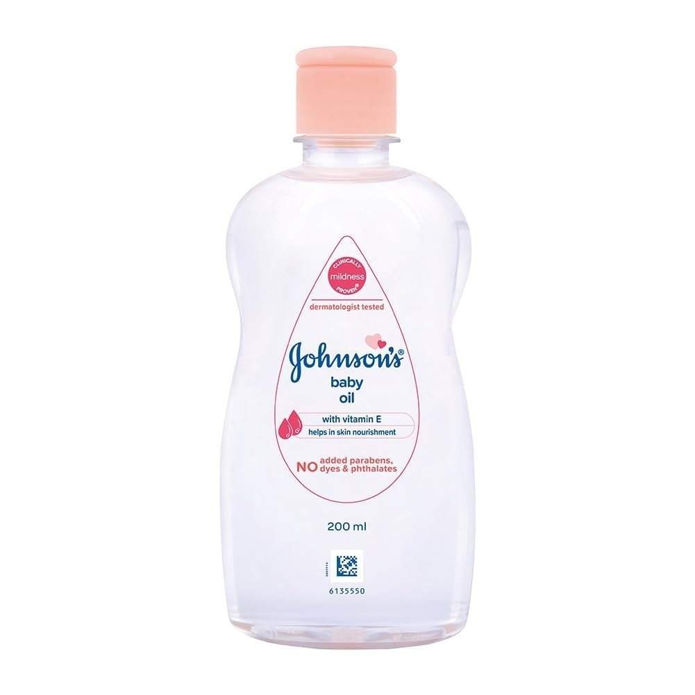 uk411n1PR5UNL-1-1.jpg Johnson's Baby Oil with Vitamin E, Non-Sticky for easy spread and massage, 200ml - Fast UK Delivery - Image 1