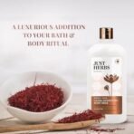 Just Herbs Saffron + Malai Nourishing Body Milk Moisturizer for Men & Women | Hydrating Body Lotion for Dull, Tired & Dry Skin | Suits All Skin Types - 300 ml - Fast UK Delivery - Image 3