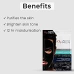 O3+ ALPHA MEN Energy White Charcoal Face Sheet Mask 30g with Charcoal & Hydrating Hyaluronic to Purify & Brighten Skin - Fast UK Delivery - Image 4