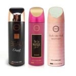 Armaf Beau Elegant & Club De Nuit Women & De La Marque Deodorant Body Spray 200ml, Pack of-3-For women - Fast UK Delivery