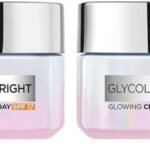 L'Oreal Paris Glycolic Bright Glowing Day Cream, Overnight Brightening Cream, Glycolic Acid in Gel-Like Cream Texture, that Visbily Minimizes Spots & Reveals Glowing skin, 15ml (Pack of 2) - Fast UK Delivery