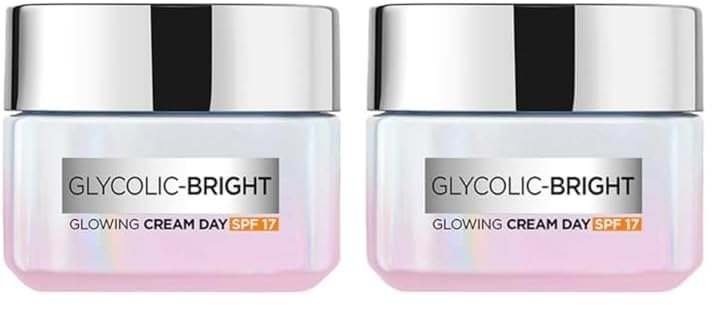uk413AEbxHpiL-1-1.jpg L'Oreal Paris Glycolic Bright Glowing Day Cream, Overnight Brightening Cream, Glycolic Acid in Gel-Like Cream Texture, that Visbily Minimizes Spots & Reveals Glowing skin, 15ml (Pack of 2) - Fast UK Delivery - Image 1