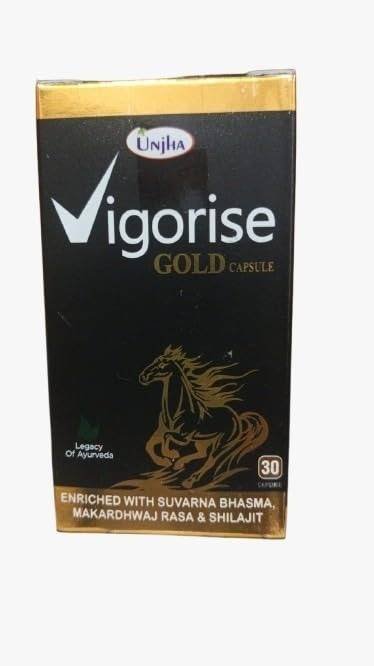uk413MJzZsSGL-1-1.jpg Unjha Vigorise Gold Capsule 30 Caps Ayurvedic Supplement for Vitality, Stamina, Energy Boost, and Immunity Support - Image 1