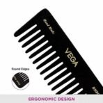 Vega Large Shampoo Hair Comb,Handmade, (India's No.1* Hair Comb Brand)For Men and Women, Black, (HMBC-406) - Fast UK Delivery - Image 7