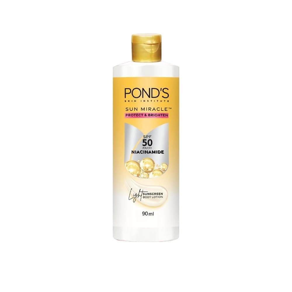 uk4144UMouiXL-1-1.jpg POND's Sun Miracle Spf 50 Pa+++ Lightweight For All Skin Sunscreen Body Lotion, Protects From Uva/Uvb Rays, 1% Active Niacinamide, No White Cast-90Ml, 1 Count - Fast UK Delivery - Image 1