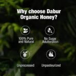 Dabur Raw Organic Honey 500g | 100% Pure and Natural | NPOP Organic Certified | Raw , Unprocessed , Unpasteurized Honey | No Sugar Adulteration - Fast UK Delivery - Image 6
