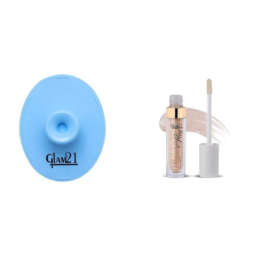 uk414r6YhwGBL-1-1.jpg Glam 21 Silicone Face Cleanser Scrubber (Big) Lip Plumper With Hyaluronic Acid Lightweight Lip Gloss With High Shine Glossy Finish For Fuller And Plump Lips 04 Nude Shimmer - 5 Gm - Fast UK Delivery - Image 1