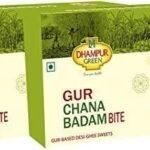 Dhampure Speciality Gur Chana Badam Bite, 800G (400GX2) | Jaggery Sweets | Chana Burfee Burfi - Fast UK Delivery