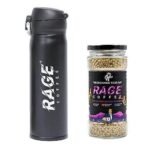 Rage Coffee - 100 Gms Jar & Flask Combo - Premium Arabica Instant Ground Coffee Infused with Natural Vitamins - Fast UK Delivery