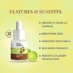 Just herbs Amla Vitamin C Face Serum For Glowing Skin & Brightening,Reduce Dark Spots - Suitable for All Skin Types Men & Women - 30ml - Image 3