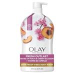 Olay Fresh Outlast Body Wash for Women, 24hr Fresh Vibes, Refreshing & Restorative, Paraben Free, Peach and Cherry Blossom Scent, 33 fl oz - Fast UK Delivery - Image 2