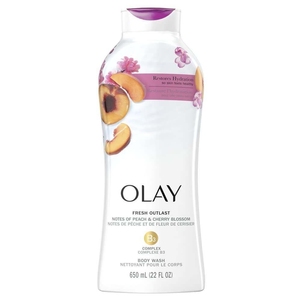 uk416c9qupWZL-1-1.jpg Olay Fresh Outlast Body Wash Peach & Cherry Blossom, 22 fl oz/650ml - Fast UK Delivery - Image 1