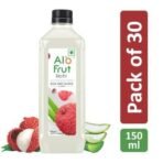 Alo frut Litchi Fruit Drink with Tasty Aloevera Chunks & Juice | Goodness of Fruits and Aloevera | Ready-to-Serve Fruit - 150ml (Pack of 30) - Fast UK Delivery - Image 3