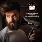 Beardo Style Cannon Hair Dryer | Powerful 1000W airflow | Thermo Protect Technology with 2 Tempreature Settings | Precise styling with special concentrator nozzle | Hair Dryer for men - Fast UK Delivery - Image 7