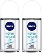 Nivea Deodorant Roll On, Fresh Natural for Unisex, 50ml (Pack of 2) - Fast UK Delivery