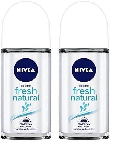 uk417wFP9tzFL-1-1.jpg Nivea Deodorant Roll On, Fresh Natural for Unisex, 50ml (Pack of 2) - Fast UK Delivery - Image 1
