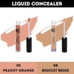 KINDED Liquid Concealer Full Coverage Colour Corrector Contour Waterproof HD Pro Master Series for Dry & Oily Skin Dark Circles & Spots (Creamy Matte, Peachy Orange & Biscuit Beige Combo, 6 ml each) - Fast UK Delivery - Image 3
