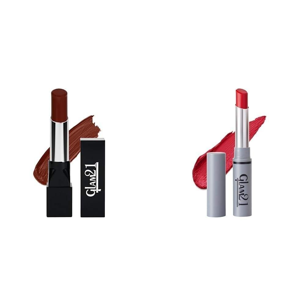 uk4180iVZ3nL-1.jpg Glam 21 Ultra Velvet Lipstick | Long-lasting stay on lips | Lovely matte finish | 2.5gm | Hazel Nut-22 & Glam21 Long Lasting Non-Transfer Lipstick|Creamy Matte Formula - 2.8gm|Give Me Red-03 - Fast UK Delivery - Image 1