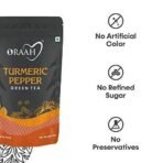 Oraah Turmeric Pepper Herbal Tea- 100gms | 100% Natural Ingredients | Health Benefits of Active Turmeric + Pepper + Cardamom + Cloves | Low Caffeine Herbal Detox Tea Blend | Anti-Inflammatory - Fast UK Delivery - Image 4