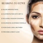 Just Herbs Skin Tint BB CC Cream With SPF 15+ Brahmi and Lotus Medium Coverage Tinted Moisturizer for Men & Women - Fast UK Delivery - Image 4