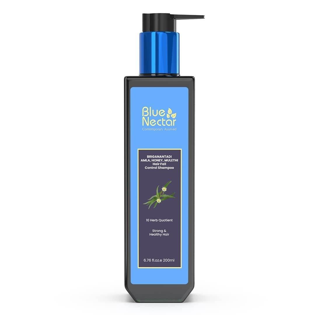 uk41BkKfGc8GL-1.jpg Blue Nectar Anti Hair Fall Shampoo with Amla, Honey and Mulethi, Paraben and Sulfate Free Shampoo for Women and Men | Plant Based Hair Shampoo for Thick Hair (10 Herbs, 200 ml) - Fast UK Delivery - Image 1