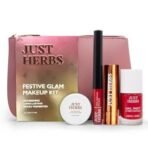 Just Herbs Festive Glam Makeup Essential Makeup Pouch for Women (Lip & Cheek Tint, Ultra Matte Lipstick, Nail Paint, Eyeliner) - Fast UK Delivery - Image 2