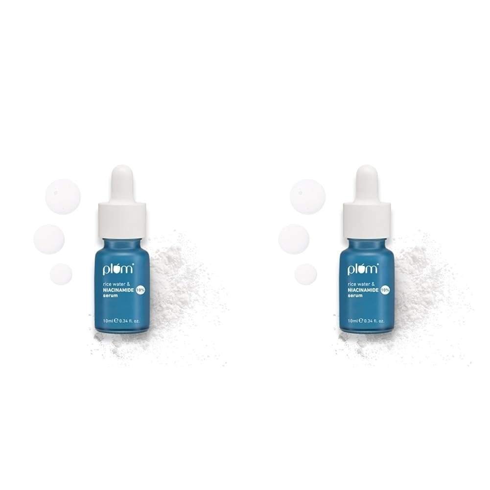 uk41ByqY0mUrL-1-1.jpg Plum 10% Niacinamide Face Serum | with Rice Water & Squalane| Brightens Skin | Clears Blemishes | Suits All Skin Types | Fragrance-Free | 10 ml (Pack of 2) - Fast UK Delivery - Image 1
