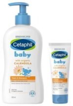Cetaphil Baby Wash & Shampoo with Organic Calendula (400ml)&Cetaphil Baby Cream, Face & Body Moisturizing Cream | Advance Protection | Gentle & Soft with Organic Calendula 85gm - Fast UK Delivery - Image 2