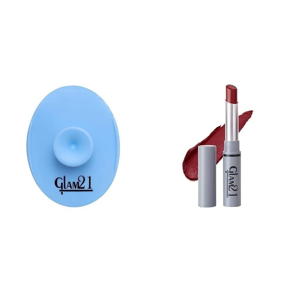 uk41CAyiN2EL-1.jpg Glam 21 Silicone Face Cleanser Scrubber (Small) Long Lasting Non-Transfer Lipstick|Creamy Matte Formula - 2.8gm|Light Maroon-05 - Fast UK Delivery - Image 1