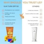 Ayouthveda Sun Turn+ Cream SPF 50 PA++++ with Hyaluronic Acid, Grapes, Cranberry, and Carrot Oil | Broad Spectrum Protection - Hydrating, Anti-Aging Sunscreen for Face and Body - Blue Light Defense - Non-Greasy & Water-Resistant Formula- Net Qty: 60g - Fast UK Delivery - Image 7