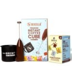 Bevzilla Gift Box of 10 Assorted Instant Coffee Cubes With Electric Frother & Enamel Mug| 100% Arabica Coffee |Date pam Jaggery| Healthy Coffee| Festive Gifting | Premium Box| Gift Box| Best Gift - Fast UK Delivery - Image 2