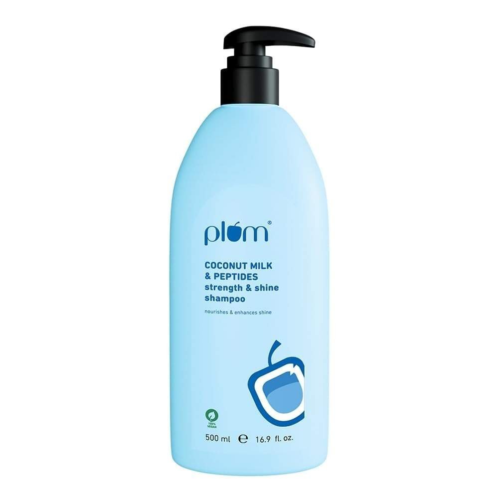 uk41Comym3MXL-1-1.jpg Plum Coconut Milk & Peptides Shampoo for Dry & Frizzy Hair | Provides 22X Shiny & Softer Hair | Paraben-Free | Hair Shampoo for Women & Men | for Straight, Wavy & Rough Hair | pH Balanced | 500ml - Fast UK Delivery - Image 1
