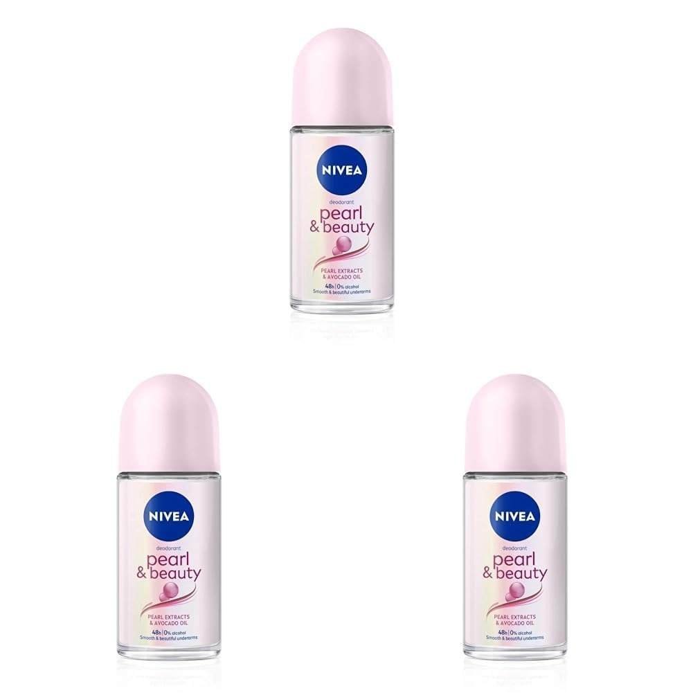 uk41D1jxys8eL-1-1.jpg NIVEA Pearl and Beauty 50ml Deo Roll On | With Pearl Extracts & Avocado Oil| 48 H Smooth & Beautiful Underarms| 0% Alcohol | For Women (Pack of 3) - Fast UK Delivery - Image 1