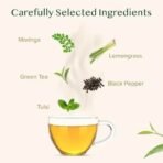 VAHDAM, Tulsi Moringa Green Tea Bags (15 Count) Low Caffeine, Non GMO & Gluten Free | Naturally High Grown Green Tea | Individually Wrapped Pyramid Tea Bags | Direct from Source - Fast UK Delivery - Image 3
