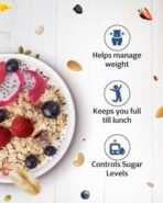 True Elements Whole Oatmeal 1kg | Overnight Oats | Breakfast Food | Healthy Diet | Oatmeal for breakfast | Oats with Chia Seeds, dryfruits and nuts | No added refined sugar | 68% Rolled Oats, Chikoo, Banana, Fig, Strawberry, Apple | 9.8g Protein - Fast UK Delivery - Image 4