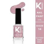 KINDED Nail Paint Long Lasting Lacquer Quick Drying Nail Polish Enamel for Girls Women With One Coat Single Stroke Application (9 ml, Shimmery Finish, Shade 14 Glittery Rose Gold) - Fast UK Delivery - Image 3