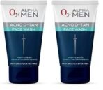 O3+ ALPHA MEN Acno D-TAN Face Wash with Tea Tree 100g for Oily Skin | Detan Face Wash for TAN Removal | Removes Acne and Dirt (Pack of 2) - Fast UK Delivery