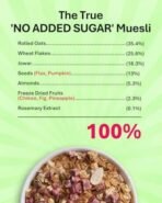 True Elements Muesli No Added Sugar 1 Kg | Sugar Free Cereal | Diet Food | Healthy and Quick Breakfast | No Malt Extract, No Malitol, No Sweetners or Flavourings | Oats, Wheat Flakes & Jowar | Crunchy Almonds, Seeds & Freeze dried fruits | 15g Clean Protein - Fast UK Delivery - Image 5