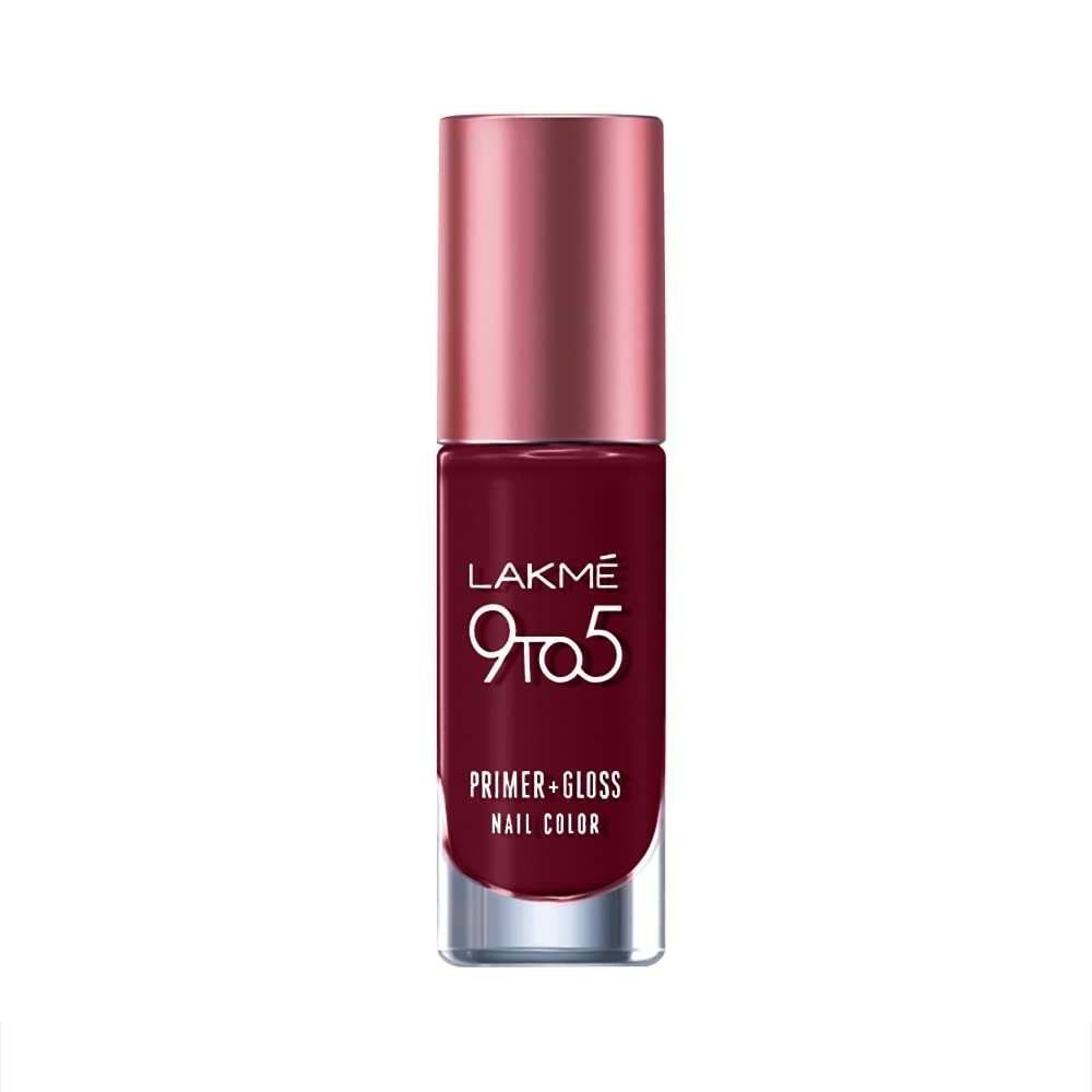 uk41FEognDFPL-1-1.jpg LAKME 9To5 P+G Glossy Finish Nail Color Smokey Crimson 6Ml - Fast UK Delivery - Image 1