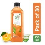 Alo frut Orange Fruit Drink with Tasty Aloevera Chunks & Juice | Goodness of Fruits and Aloevera | Ready-to-Serve Fruit - 150 ml (Pack of 30) - Fast UK Delivery - Image 3