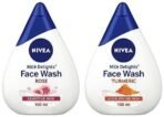 Nivea Women Face Wash for Acne Prone Skin, Milk Delights Turmeric, Reduces 99.9% Pimple Causing Bacteria, 100 ml & Women Face Wash for Sensitive Skin, Milk Delights Rose, 100 ml - Fast UK Delivery - Image 2