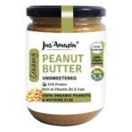 Jus' Amazin Creamy Organic Peanut Butter - Unsweetened (500g) | 31% Protein | Single Ingredient - 100% Organic Peanuts (no Added Sugar/Salt) | Vegan | Dairy Free | Keto | Clean Nutrition - Fast UK Delivery - Image 2