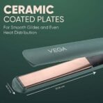 Vega Salon Smooth Hair Straightener for Women with Ceramic Coated Plates, Quick Heatup & Travel Friendly, Travel Lock, Green (VHSH-42) - Fast UK Delivery - Image 3